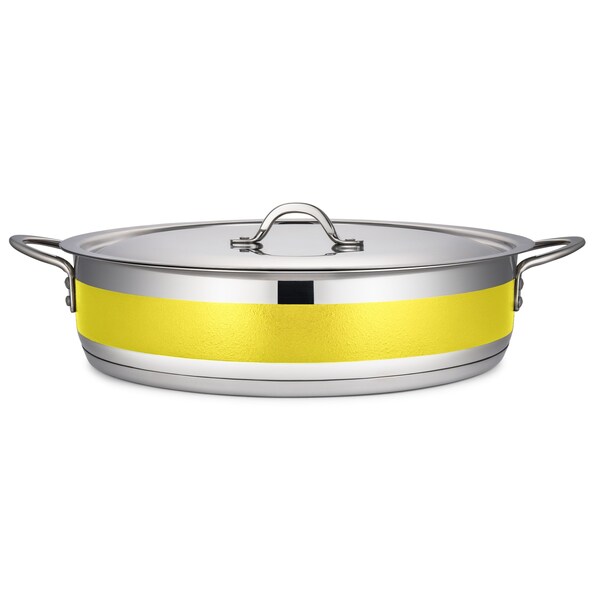 Bon Chef Country French 2 Pot W/Cover 14 3/4" Dia X 3 3/8" H 9 Qt - Yellow 71032-CF2-Y - main